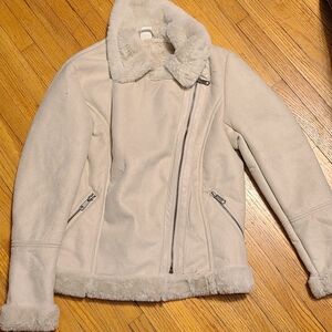 Girl's Cream Shearling Jacket